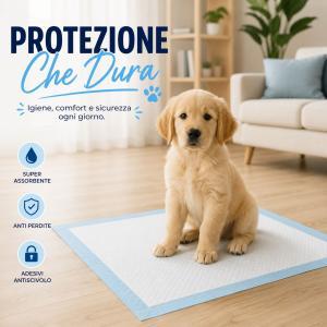 Traversine igieniche adesive assorbenti 60x60 cm 40 pezzi per animali
