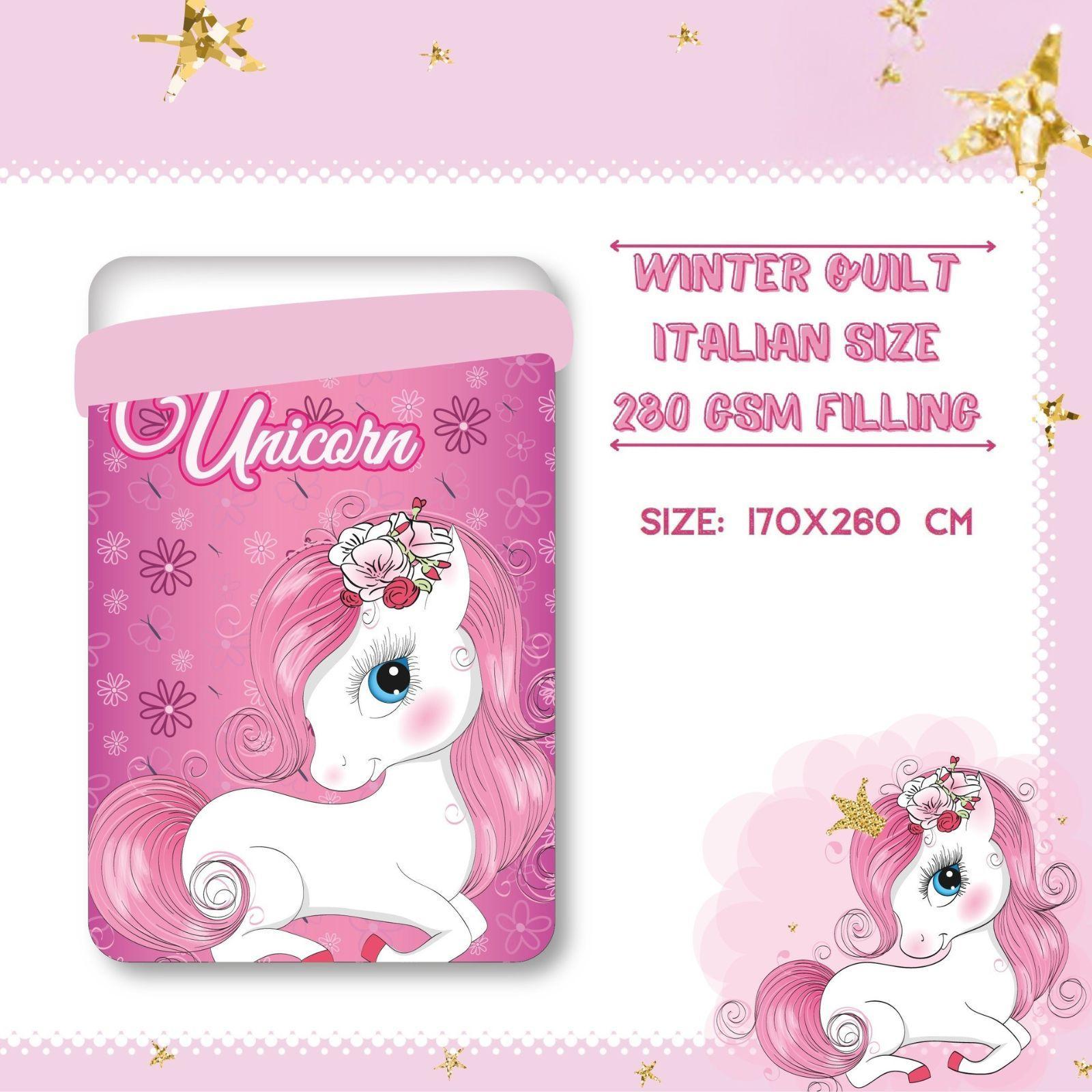disney trapunta letto singolo disney unicorno rosa 170 x 260 cm - foto 1