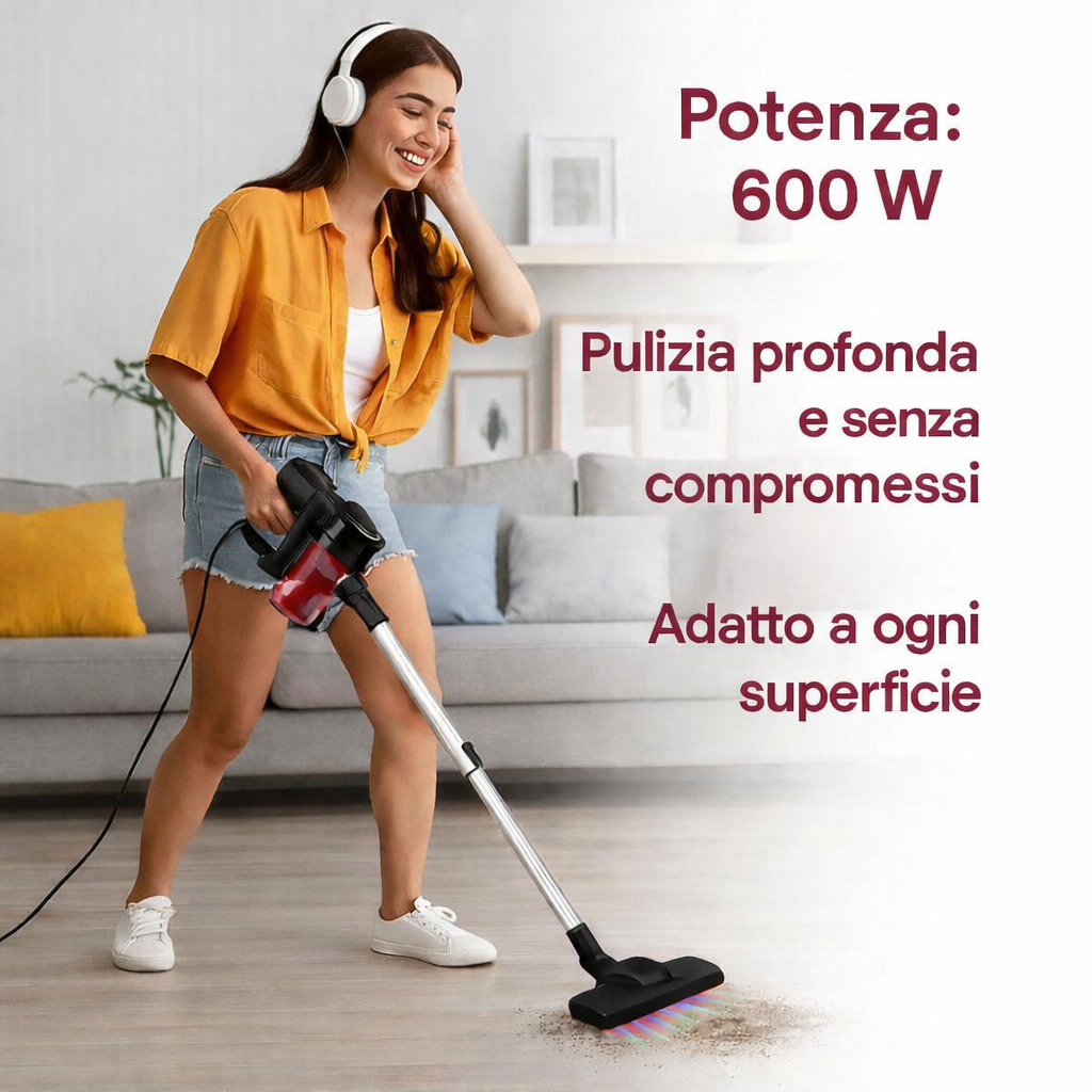  scopa elettrica aspirapolvere con filo 600w - foto 5