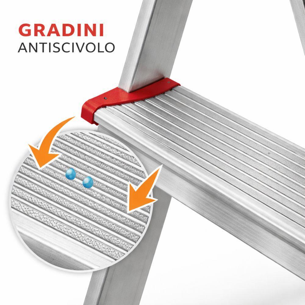  scala in alluminio 5 gradini con pianetto in acciaio, piedini antiscivolo e blocco di sicurezza - foto 2