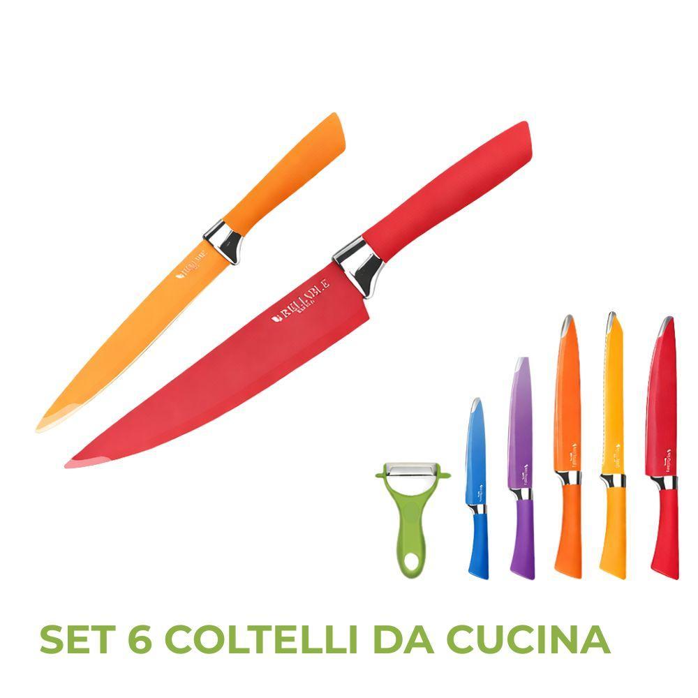 set 6 coltelli da cucina – acciaio antiaderente e impugnatura ergonomica - foto 5 Set di 6 coltelli da cucina in acciaio antiaderente con impugnatura ergonomica