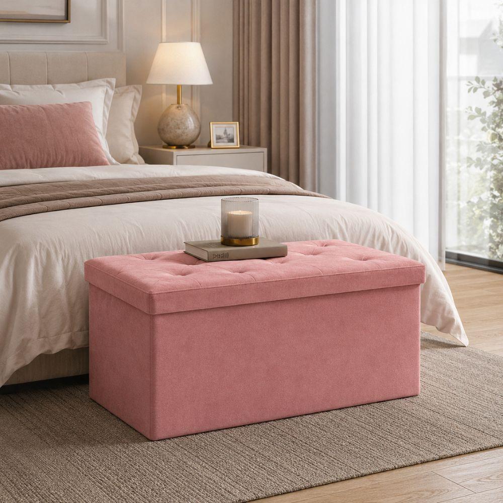  pouf panca contenitore in velluto rettangolare 76x38x38 - foto 2