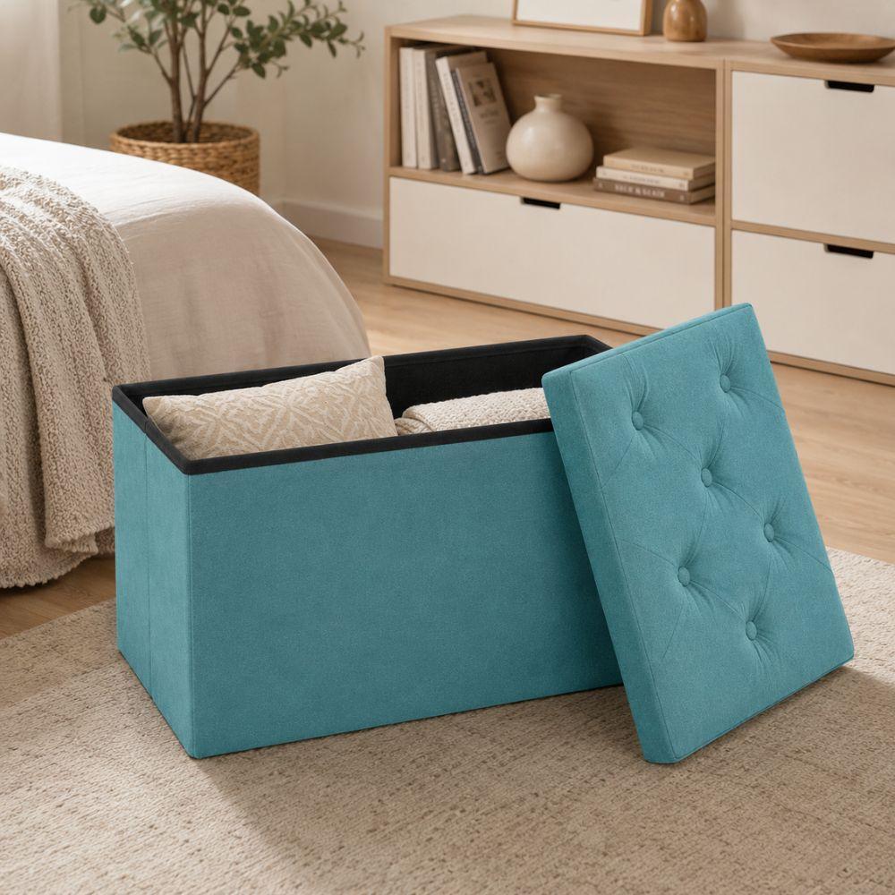  pouf panca contenitore in velluto rettangolare 76x38x38 - foto 3