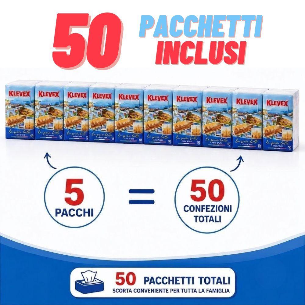 Fazzoletti Klevex 3 veli Super Morbidezza confezione scorta 50 pacchetti