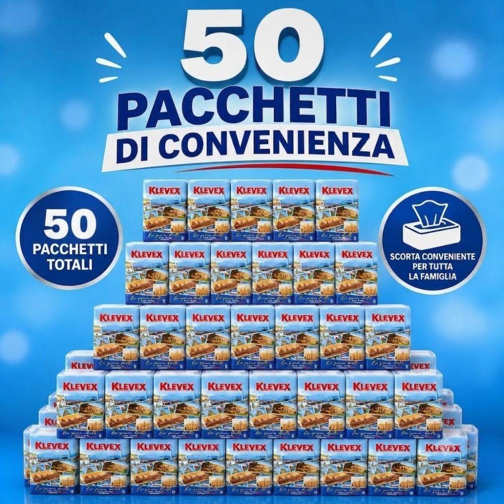 Fazzoletti Klevex 3 veli super morbidezza, confezione da 50 pacchetti
