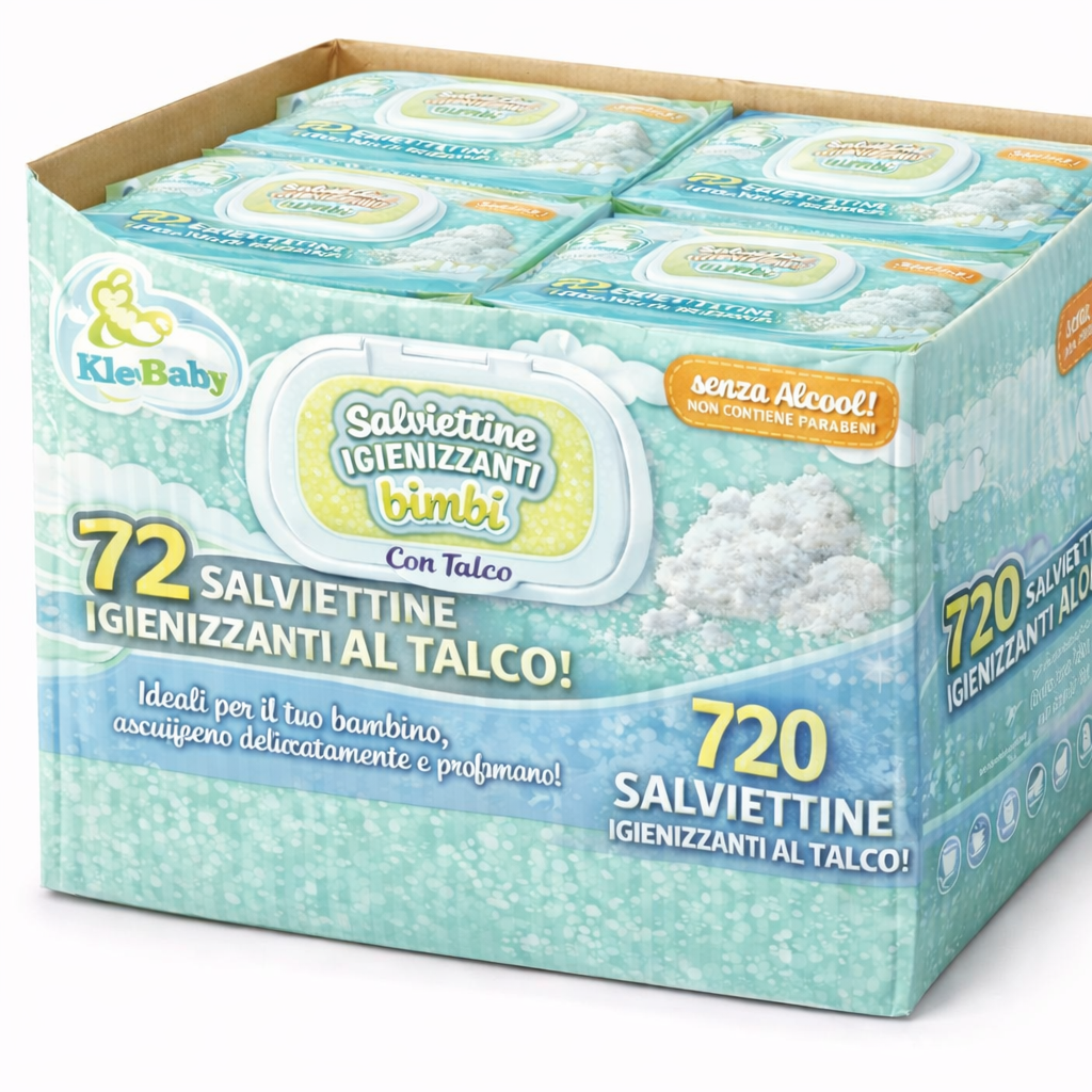 720 salviettine igenizzanti idratanti con talco ( 10 pacchetti da 72 pezzi) - foto 1 720 salviettine igenizzanti idratanti con talco ( 10 pacchetti da 72 pezzi) - foto 1