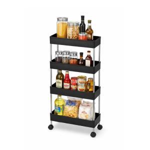 Carrello salvaspazio a 4 ripiani con ruote per cucina, bagno, ripostiglio