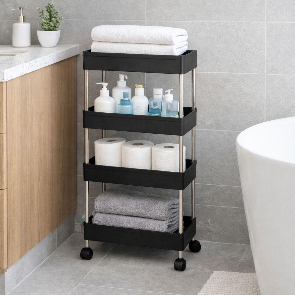  carrello salvaspazio a 4 ripiani con ruote per cucina, bagno, ripostiglio - foto 4