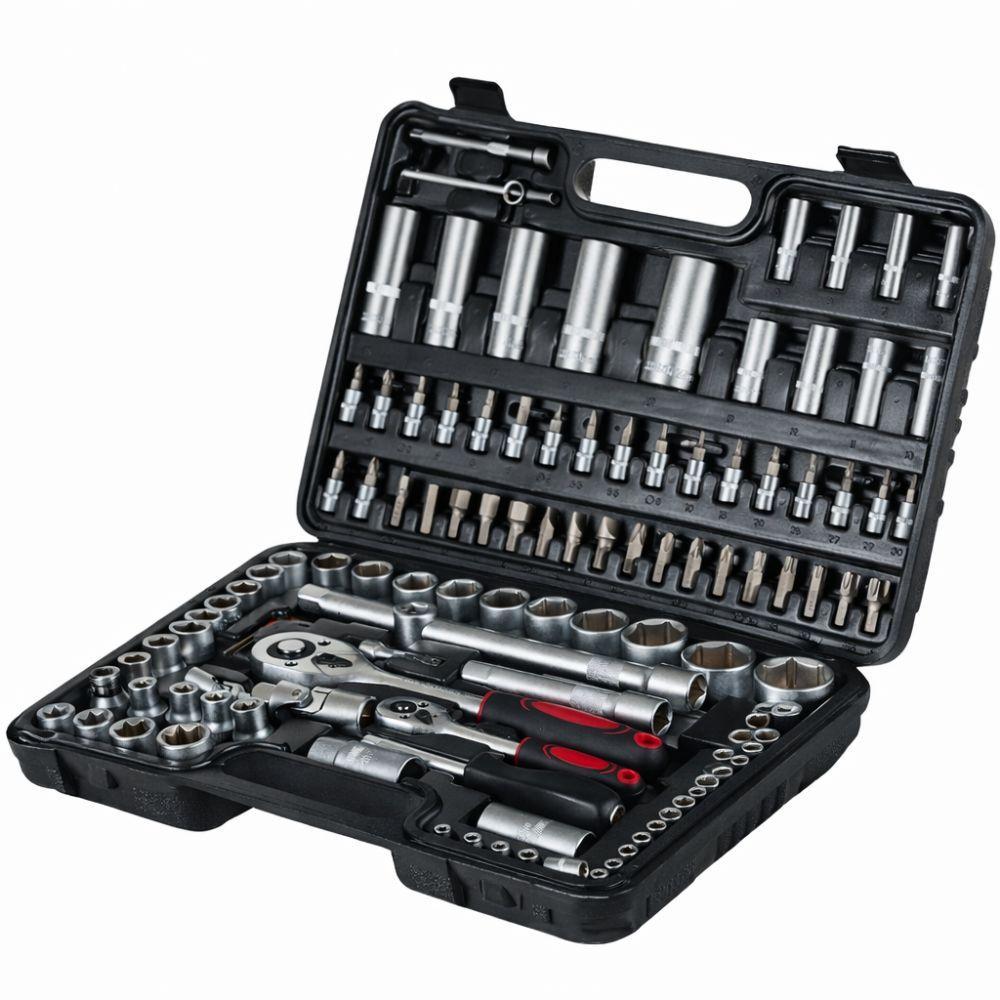 set di 108 chiavi a bussola professionali con valigetta – tutto in un unico set - foto 2 Set di 108 chiavi a bussola professionali, valigetta aperta con dettagli dello strumento