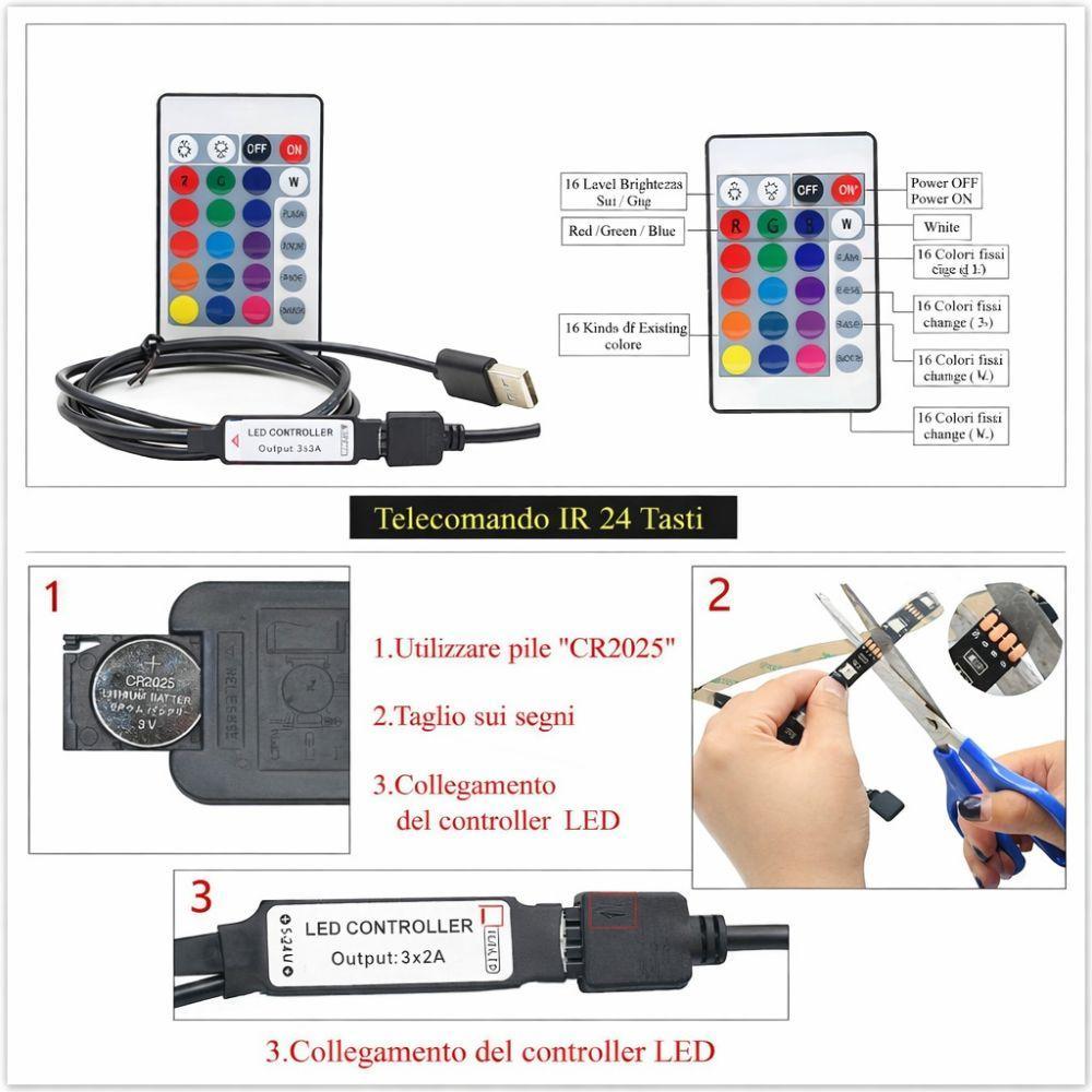  striscia led rgb 5 metri con telecomando illuminazione multicolore - foto 3