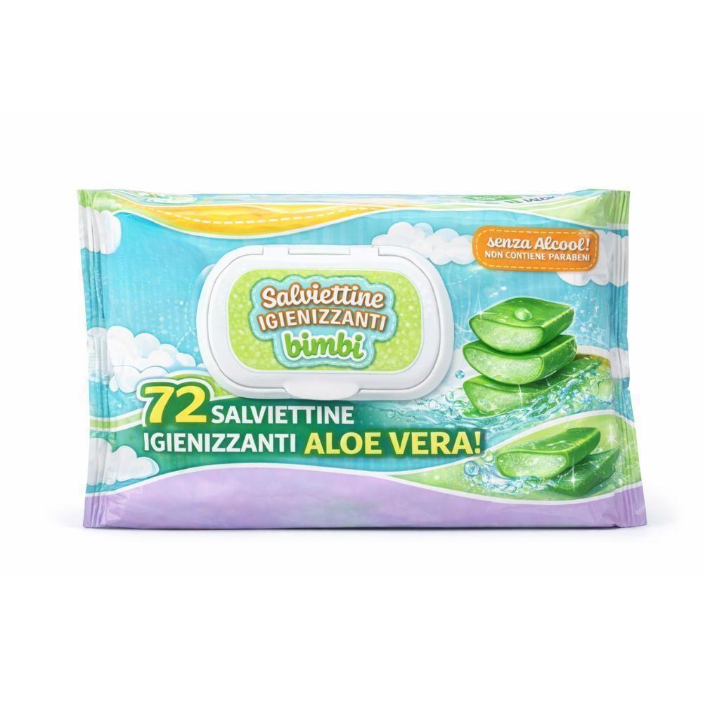 720 salviettine igenizzanti idratanti con aloe vera/ talco/ argan/ biancolatte ( 10 pacchetti da 72 pezzi) - foto 4 Salviettine igenizzanti idratanti con aloe vera, talco, argan e biancolatte da 10 pacchetti