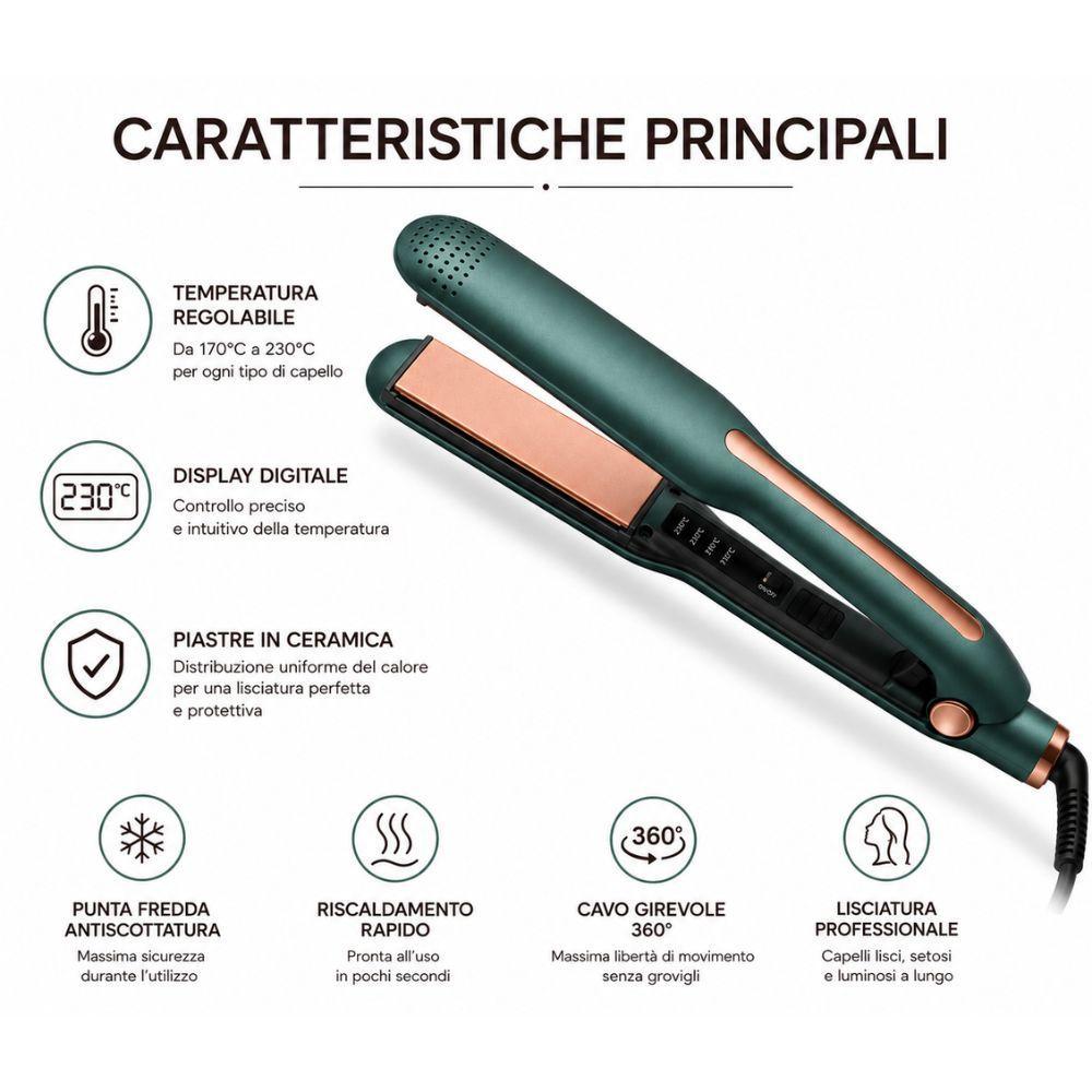 piastra lisciante professionale in ceramica con display digitale e temperatura regolabile - foto 3 piastra lisciante professionale in ceramica con display digitale e temperatura regolabile - foto 3