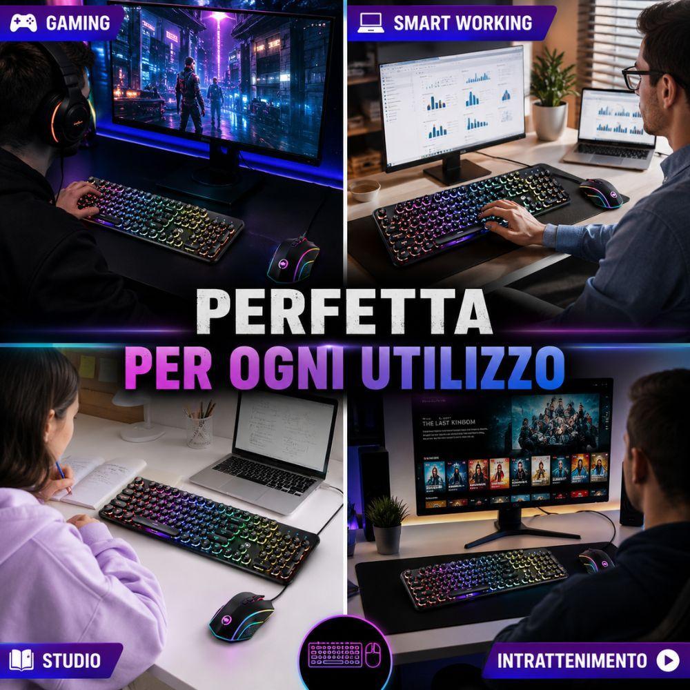  kit gaming rgb tastiera e mouse usb retroilluminati per pc - foto 3