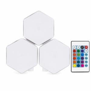 Set 3 luci led esagonali rgb con telecomando illuminazione decorativa multicolore