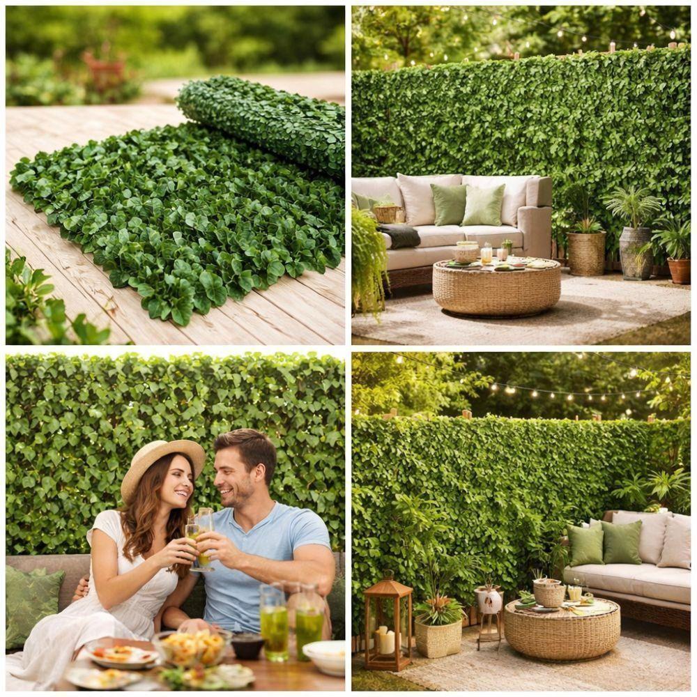 siepe artificiale sempreverde privacy 1x3 metri, edera finta per balcone recinzione giardino - foto 2 siepe artificiale sempreverde privacy 1x3 metri, edera finta per balcone recinzione giardino - foto 2