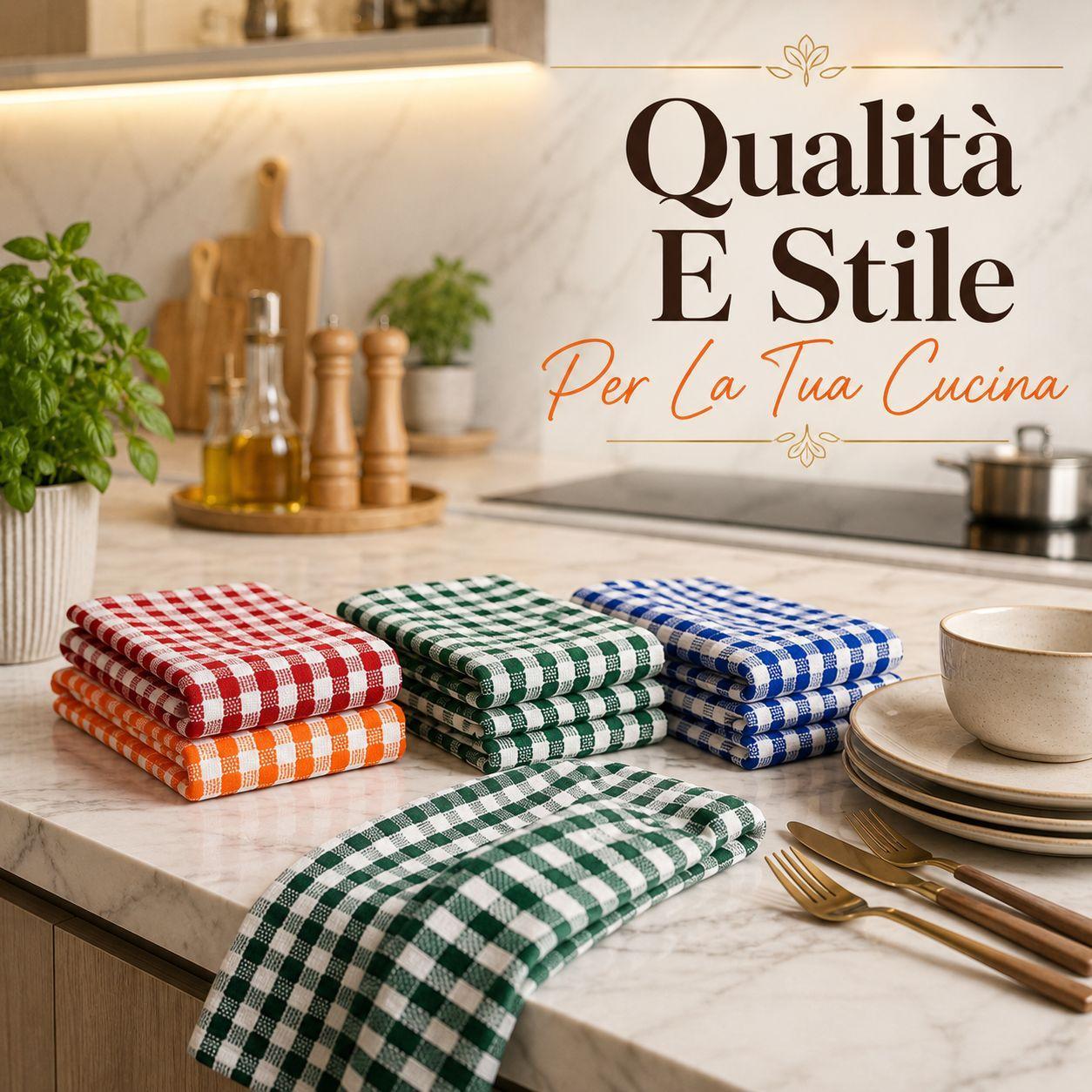 Dettaglio della trama e della qualitu00e0 assorbente dei strofinacci multicolore