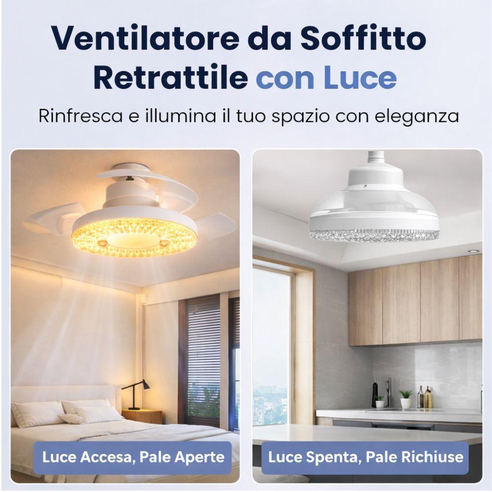 ventilatore da soffitto con luce led integrata e ventola retrattile 2 in 1 - foto 3 ventilatore da soffitto con luce led integrata e ventola retrattile 2 in 1 - foto 3