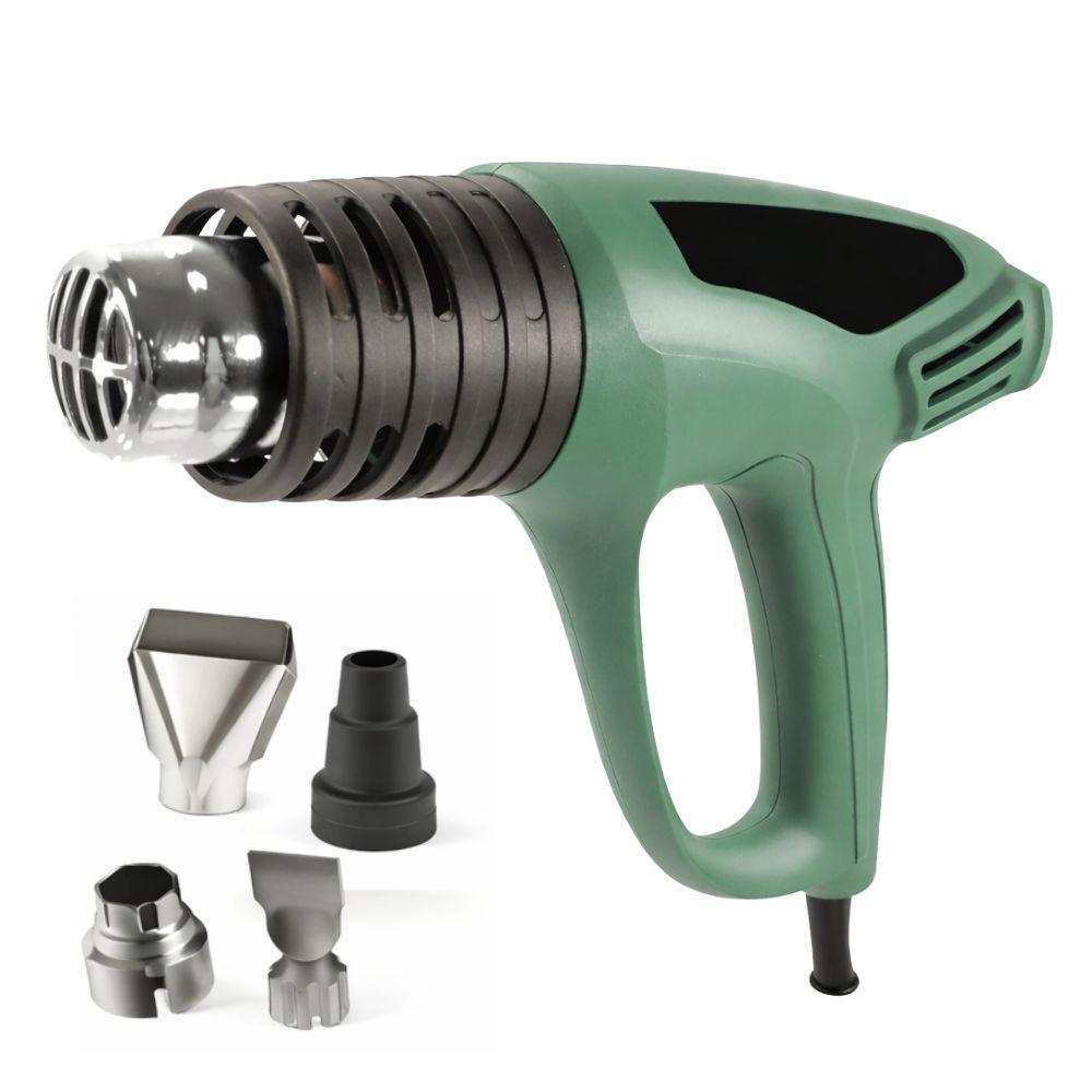 pistola termica 2000w doppia temperatura con 4 ugelli inclusi - foto 1 Pistola termica verde con 4 ugelli intercambiabili inclusi