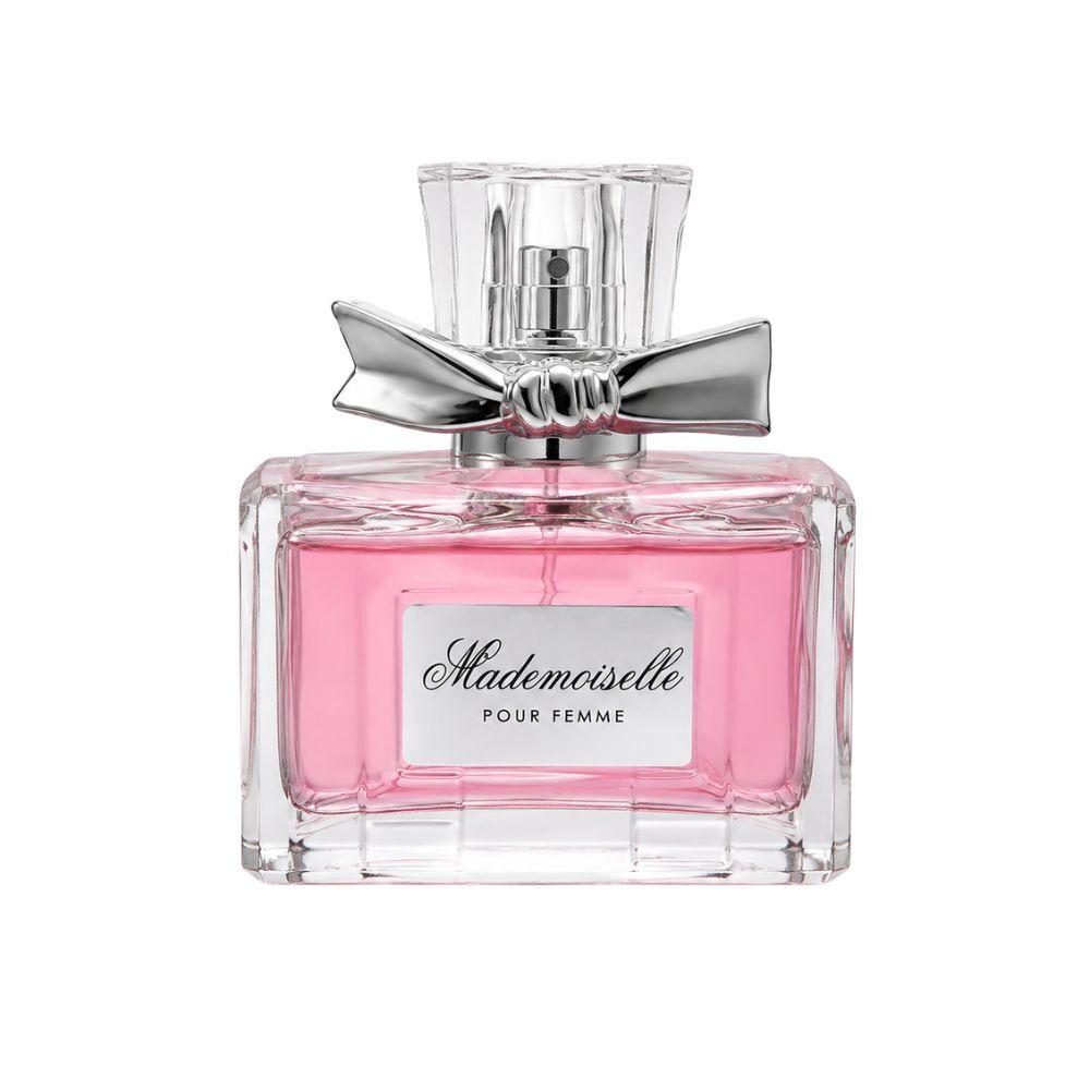 Bottiglia di Eau de Parfum Mademoiselle Pour Femme 100ml con tappo grigio