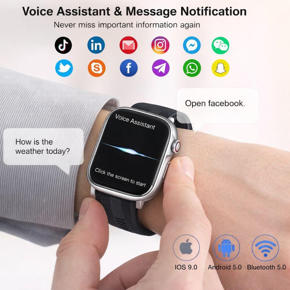  smartwatch v8 sport multifunzione con assistente vocale, monitoraggio salute, contapassi, notifiche app - foto 5