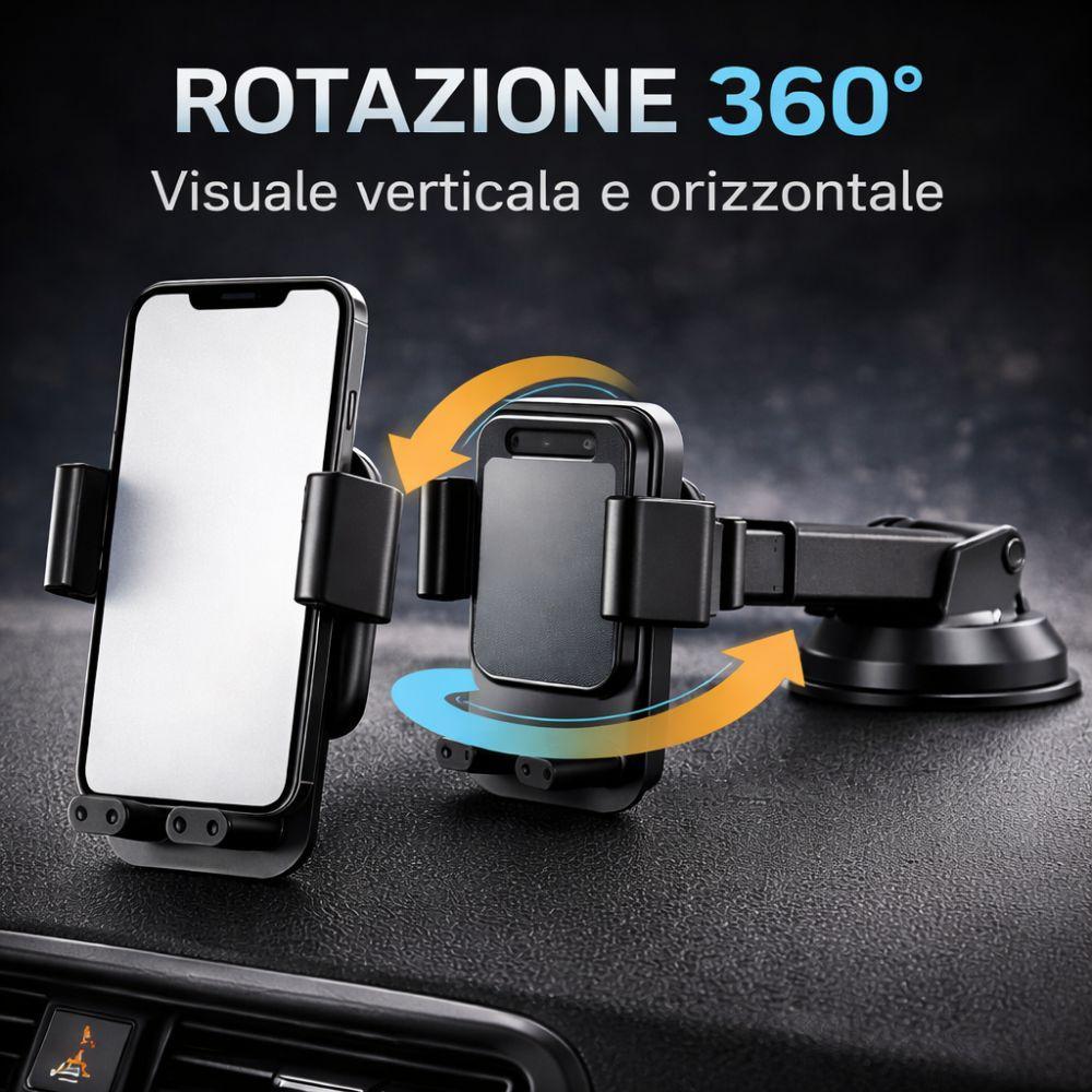 supporto smartphone auto con ventosa braccio regolabile e rotazione 360° universale - foto 4 supporto smartphone auto con ventosa braccio regolabile e rotazione 360° universale - foto 4