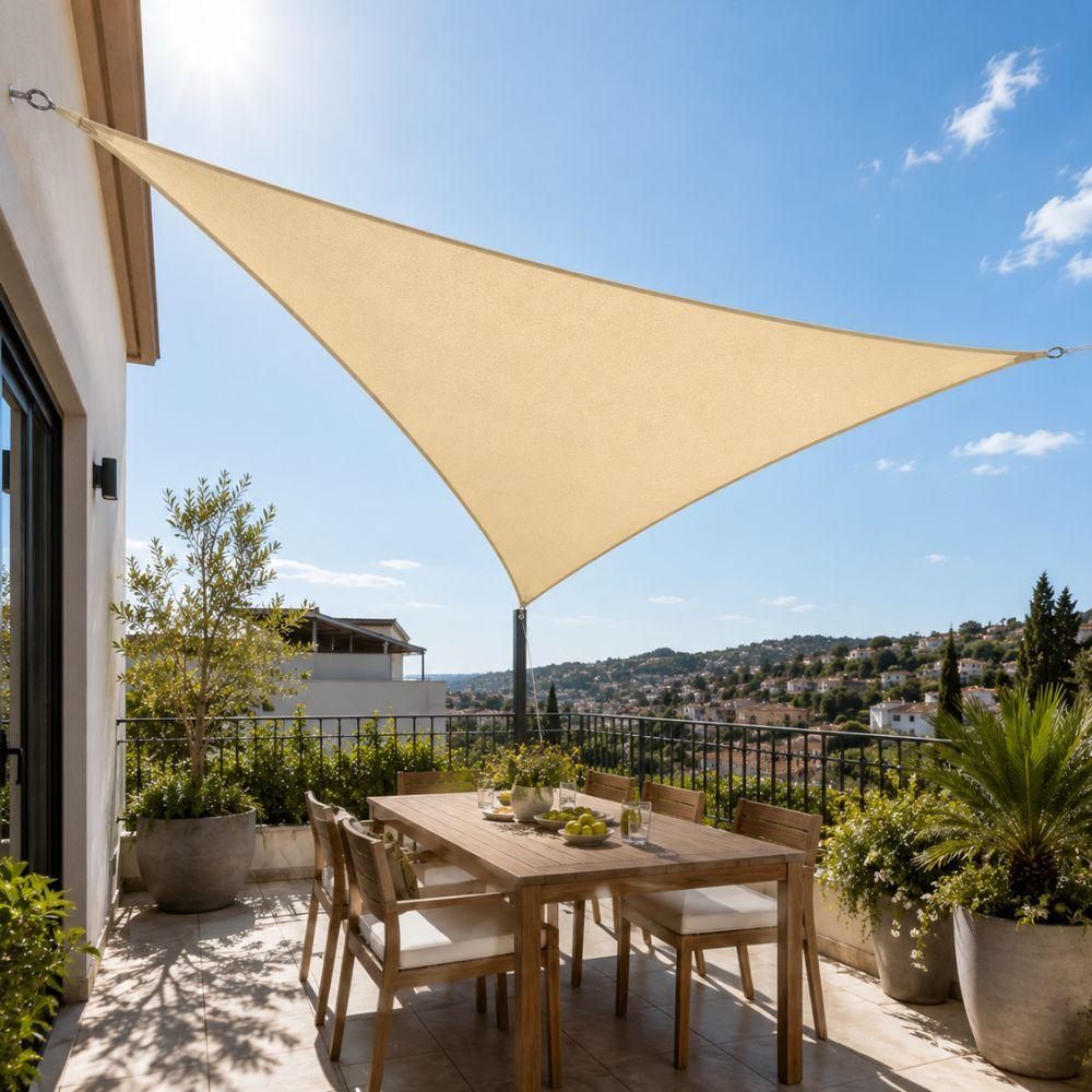  vela ombreggiante triangolare 300x300x300 cm telo parasole per giardino terrazza piscina - foto 3