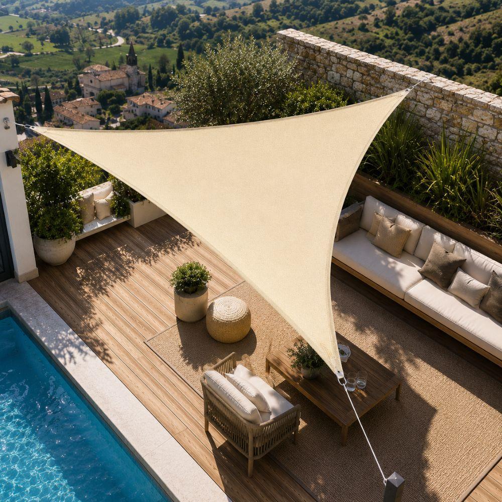  vela ombreggiante triangolare 300x300x300 cm telo parasole per giardino terrazza piscina - foto 4