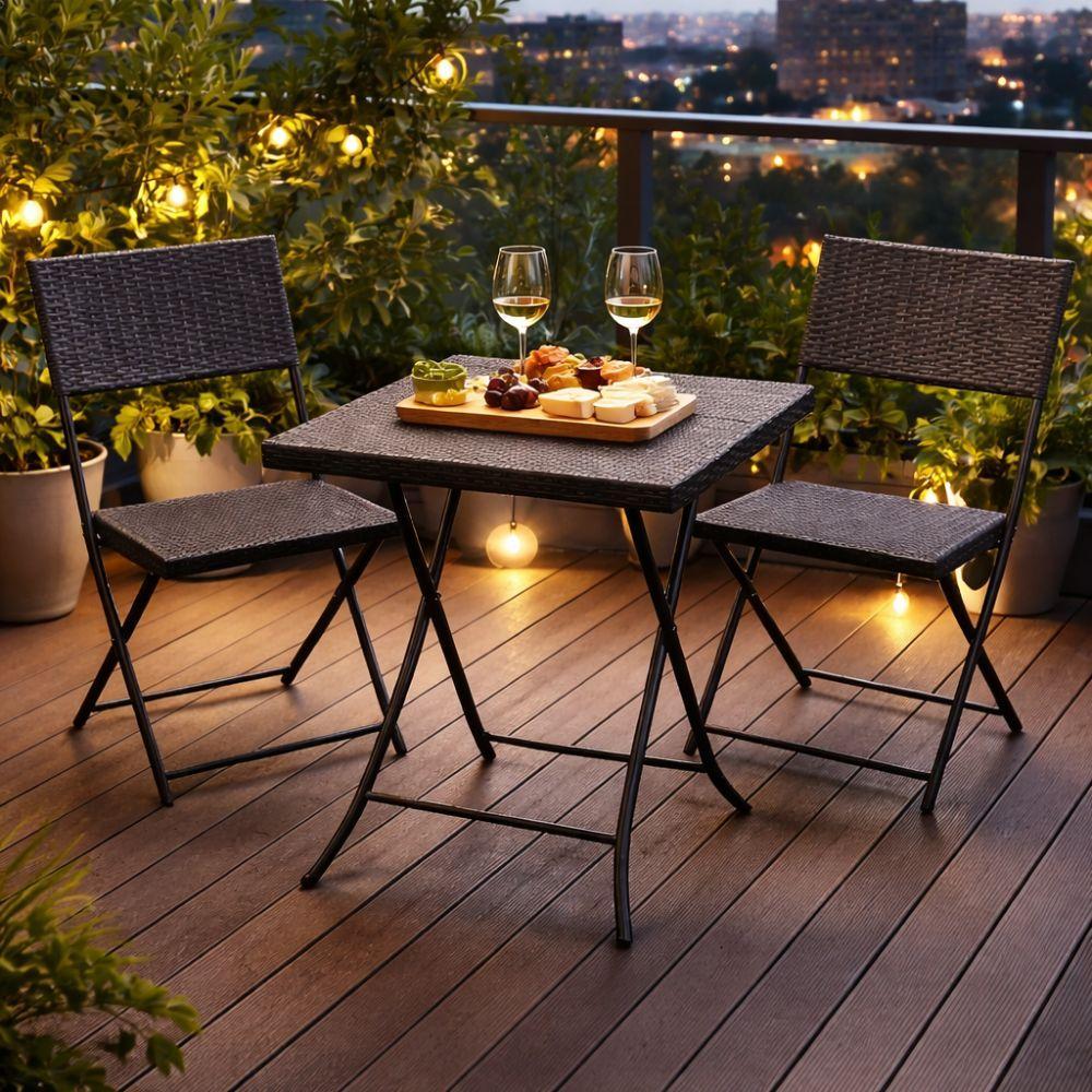 set salotto da giardino 3 pezzi effetto rattan nero con cuscini - foto 4 set salotto da giardino 3 pezzi effetto rattan nero con cuscini - foto 4