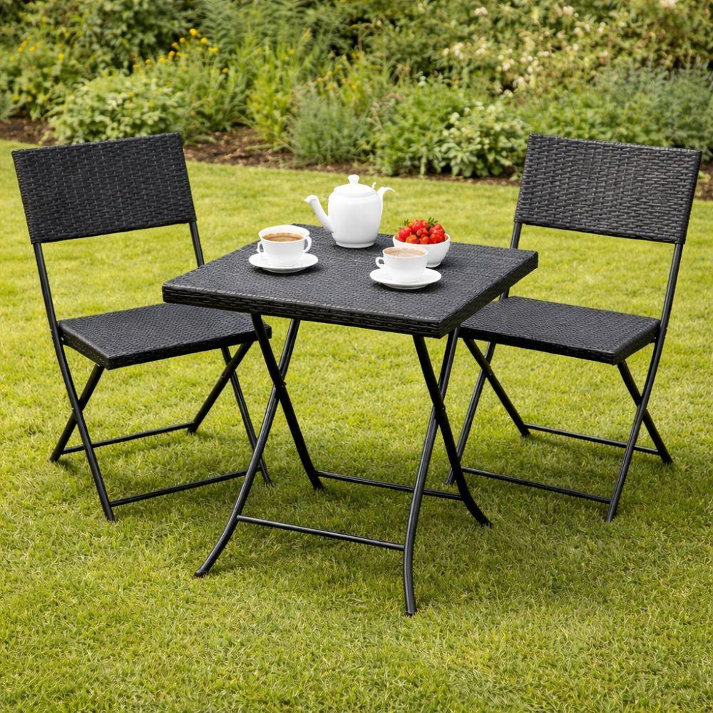 set salotto da giardino 3 pezzi effetto rattan nero con cuscini - foto 5 set salotto da giardino 3 pezzi effetto rattan nero con cuscini - foto 5