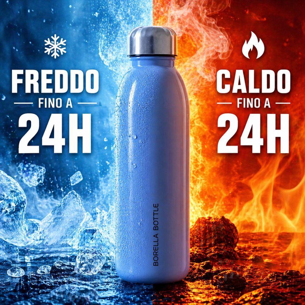 Bottiglia termica acciaio inox 750ml doppia parete isolamento 24h