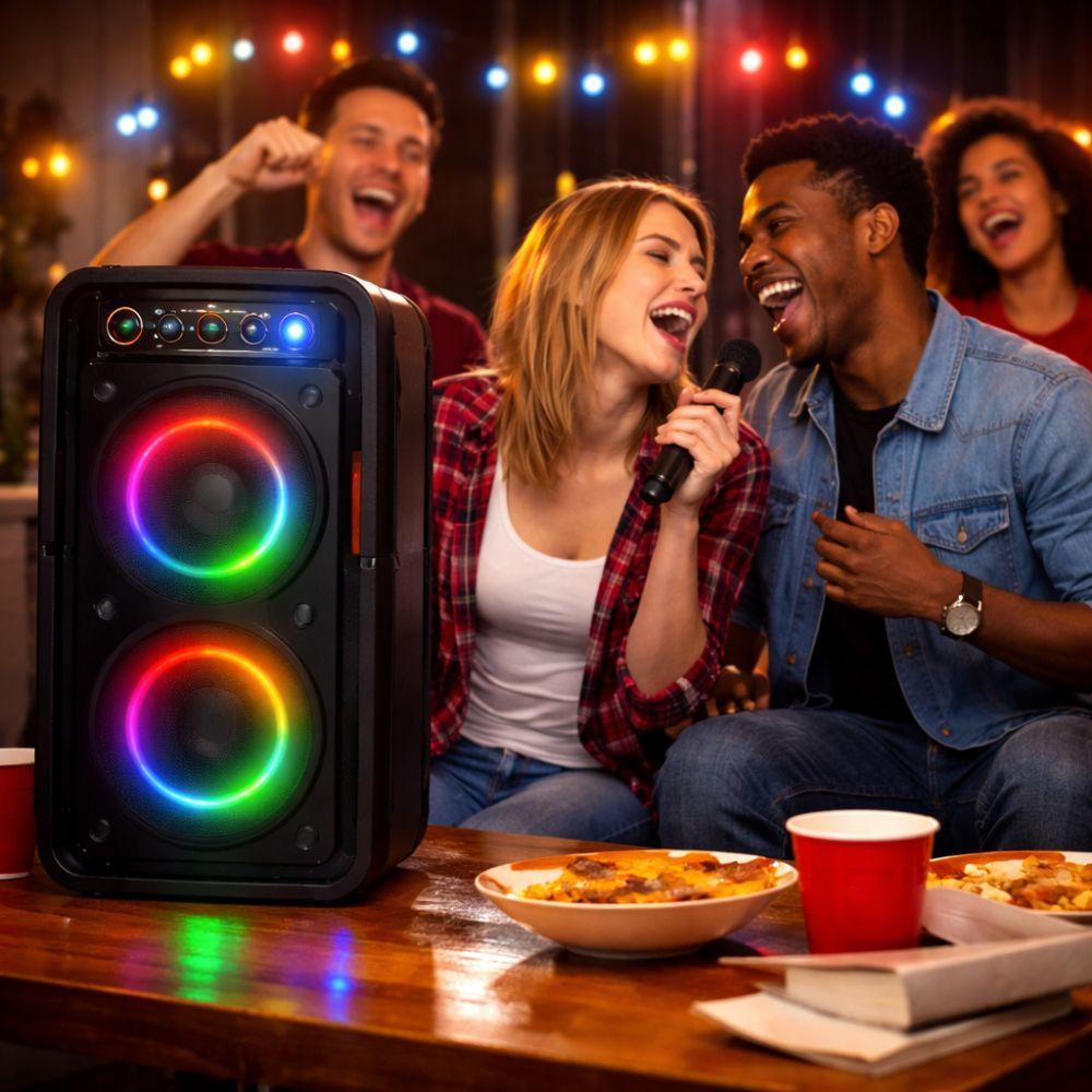 cassa speaker bluetooth con effetti led multicolor e microfono incluso - foto 5 cassa speaker bluetooth con effetti led multicolor e microfono incluso - foto 5