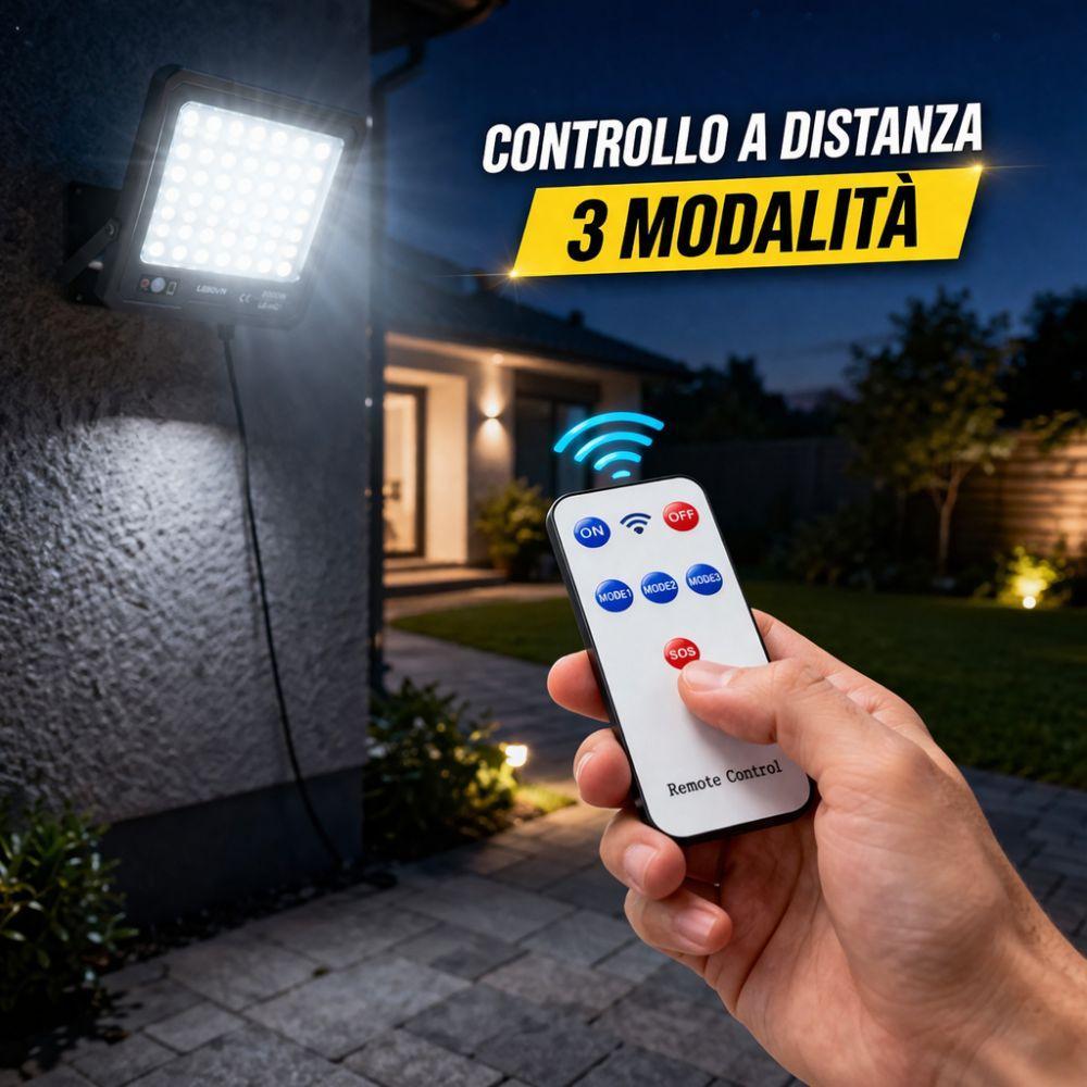 faro led solare 2000w con pannello fotovoltaico ip66 e telecomando - foto 2 faro led solare 2000w con pannello fotovoltaico ip66 e telecomando - foto 2