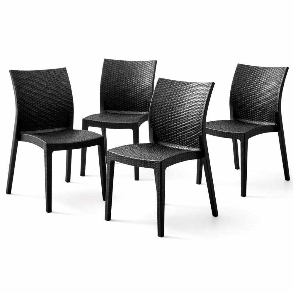set 4 sedie effetto rattan resistenti design moderno - foto 1 set 4 sedie effetto rattan resistenti design moderno - foto 1