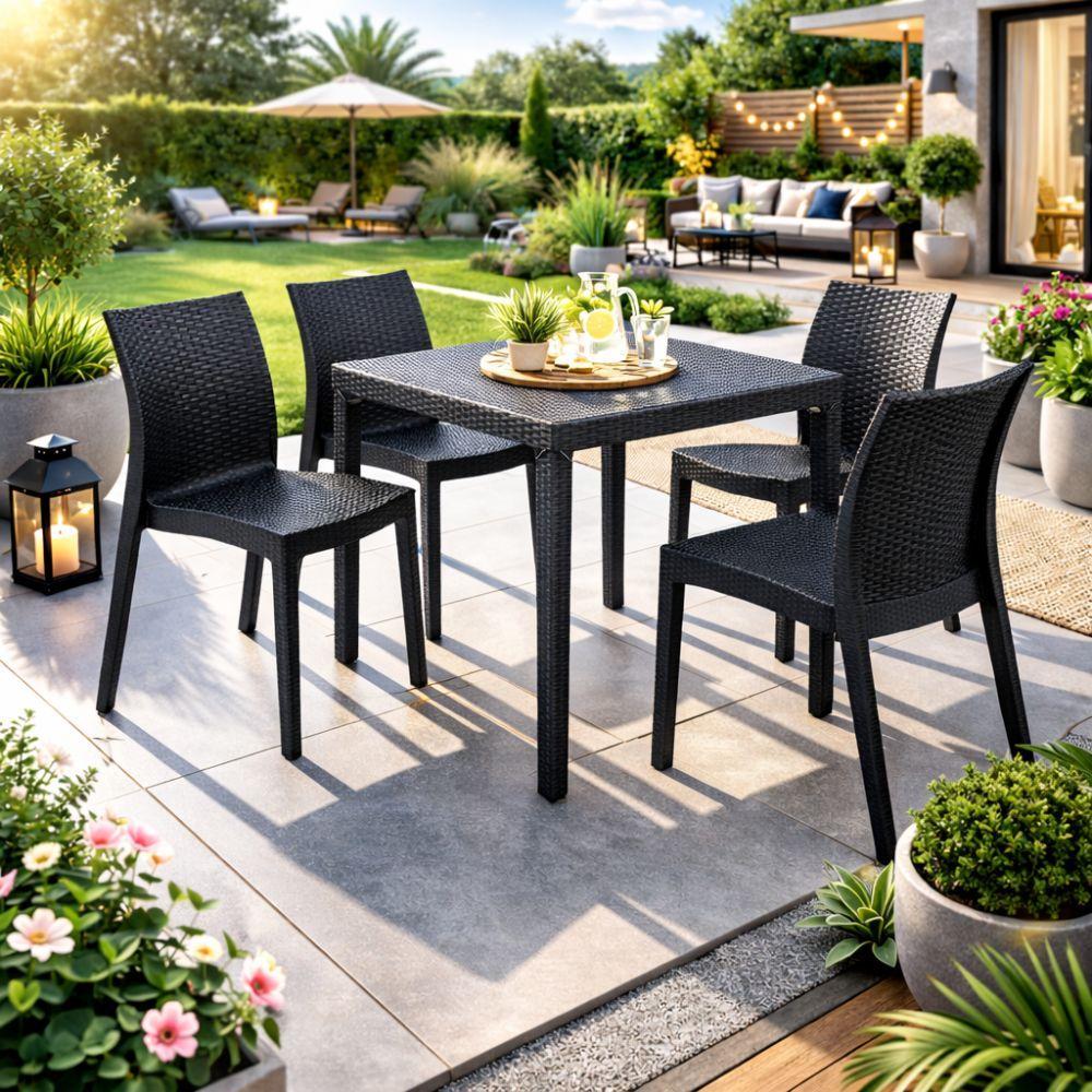 set 4 sedie effetto rattan resistenti design moderno - foto 2 set 4 sedie effetto rattan resistenti design moderno - foto 2