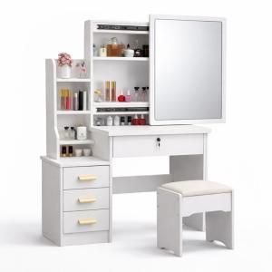 Toeletta trucco con specchio scorrevole e cassettiera -...