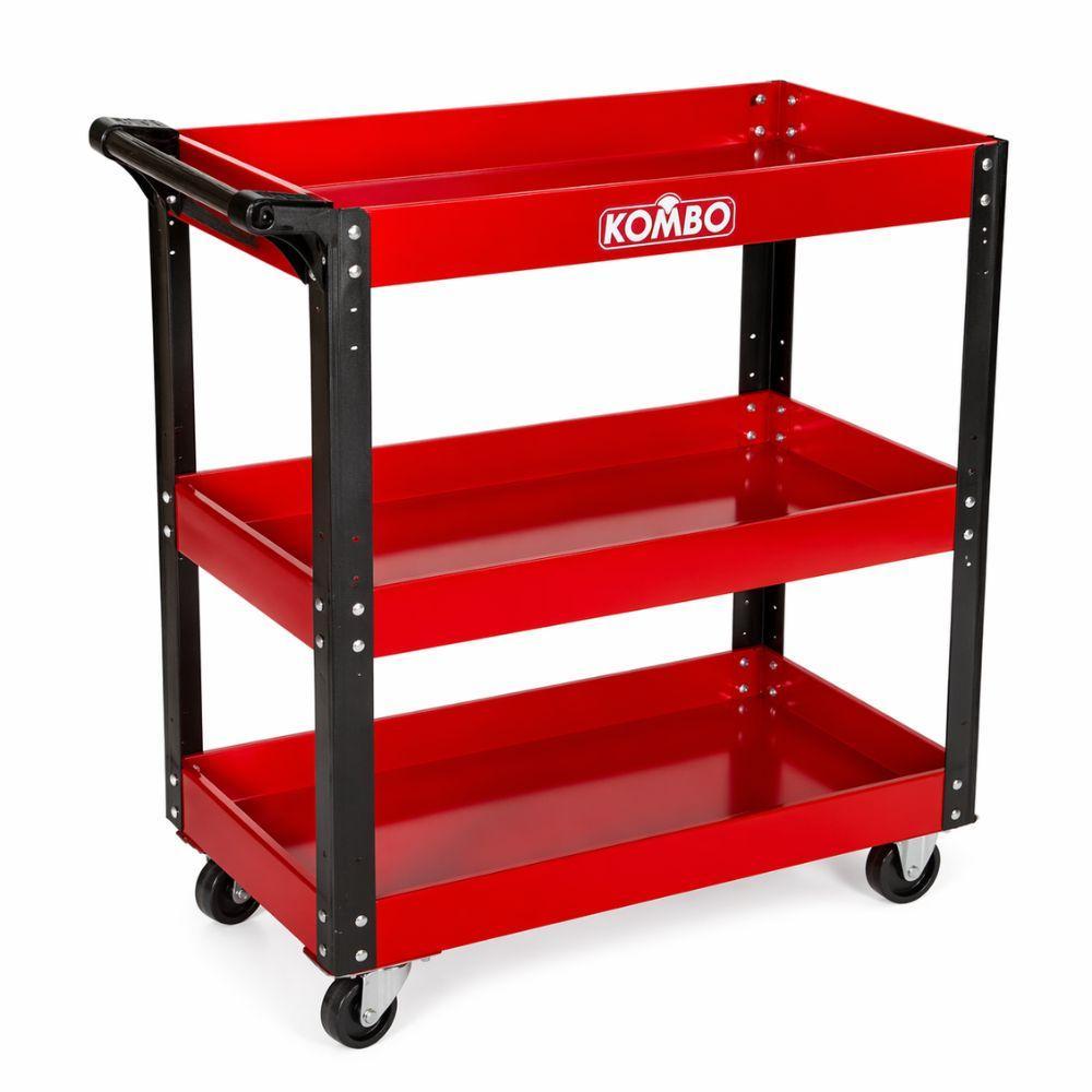 carrello officina 3 ripiani in acciaio con ruote girevoli porta attrezzi multiuso rosso - foto 1 carrello officina 3 ripiani in acciaio con ruote girevoli porta attrezzi multiuso rosso - foto 1