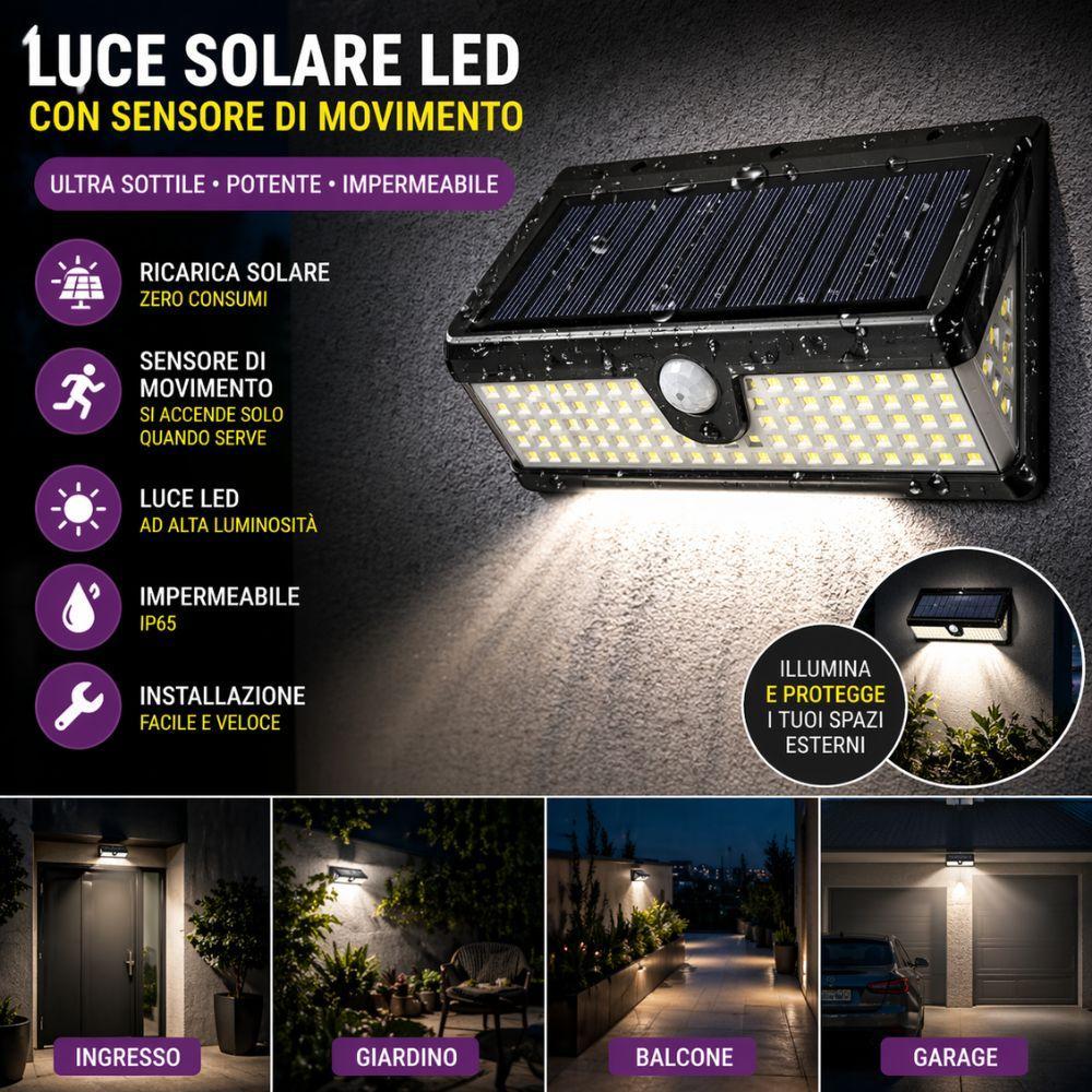  luce solare led da parete con sensore di movimento ultra sottile alta luminosità impermeabile outdoor - foto 2