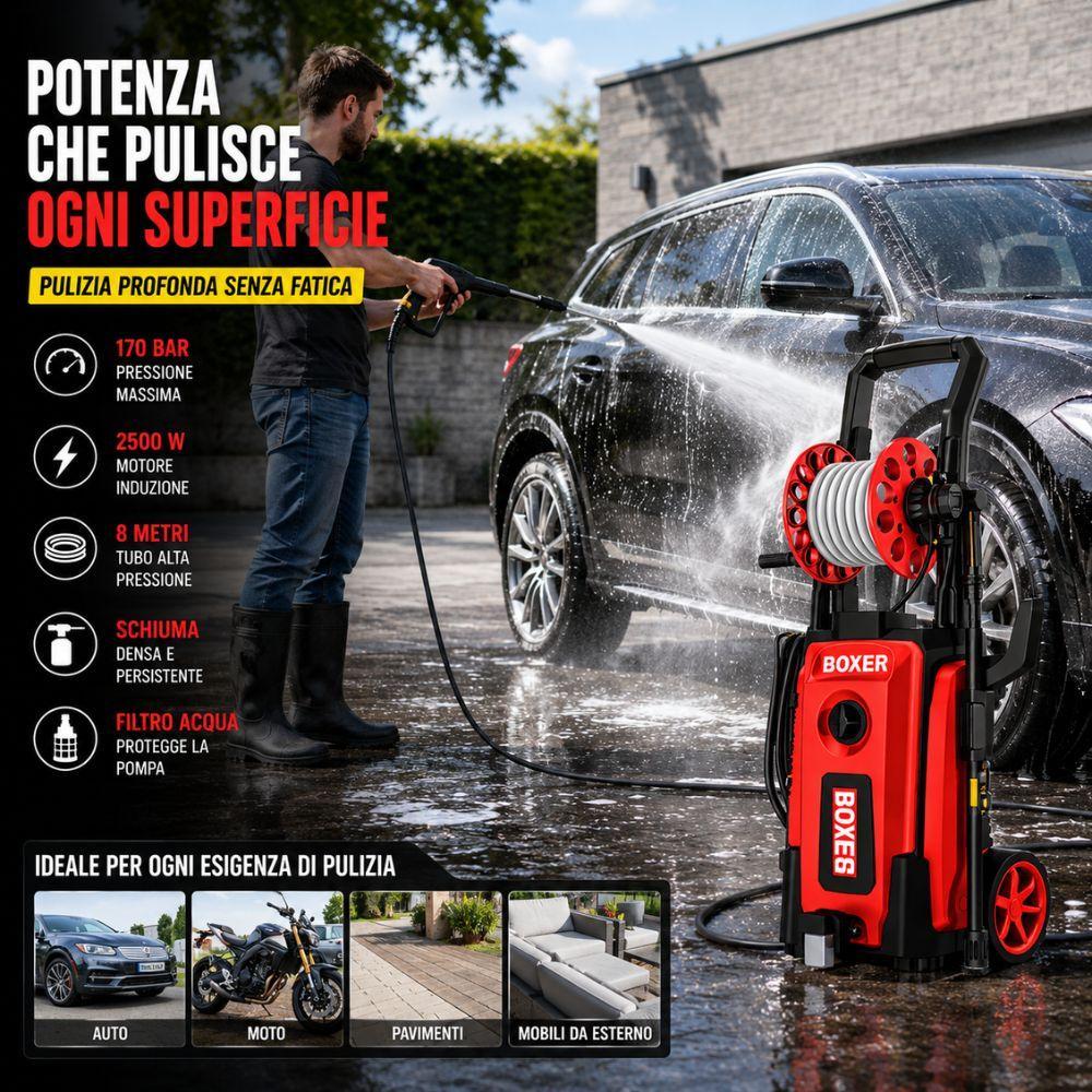 idropulitrice ad alta pressione con avvolgitubo automatico kit completo per auto moto cortili e giardino - foto 2 idropulitrice ad alta pressione con avvolgitubo automatico kit completo per auto moto cortili e giardino - foto 2