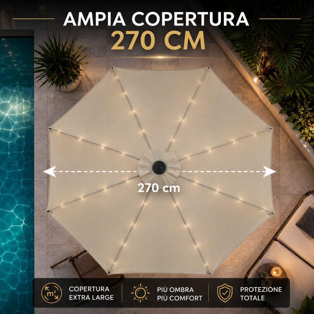 ombrellone da giardino diametro 270 cm con luci led e sistema antivento - foto 5 ombrellone da giardino diametro 270 cm con luci led e sistema antivento - foto 5