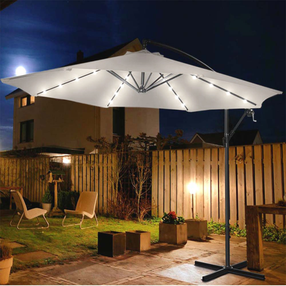  ombrellone giardino 3mt con luce led solare palo decentrato con carrucola - foto 2