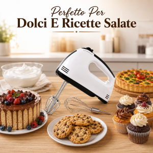 Sbattitore elettrico con fruste in acciaio inox per dolci creme panna e impasti