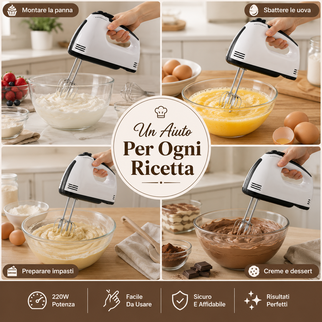 sbattitore elettrico con fruste in acciaio inox per dolci creme panna e impasti - foto 3 sbattitore elettrico con fruste in acciaio inox per dolci creme panna e impasti - foto 3