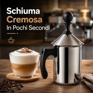 Montalatte manuale in acciaio inox per cappuccino e latte schiumato