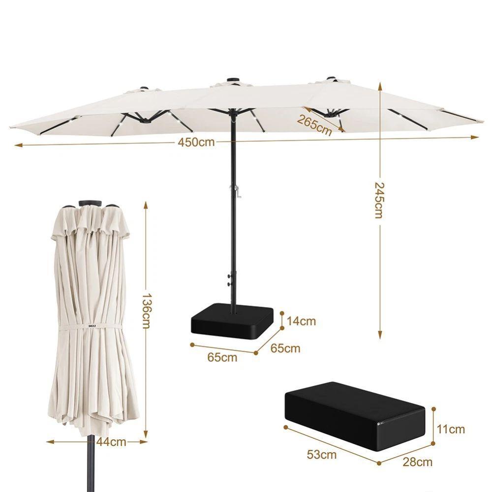  ombrellone da giardino con luci led integrate 4.6 m con base 80x80 cm - foto 5