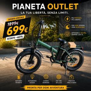 Bici elettrica pieghevole fat bike 20 pollici con batteria integrata e portapacchi