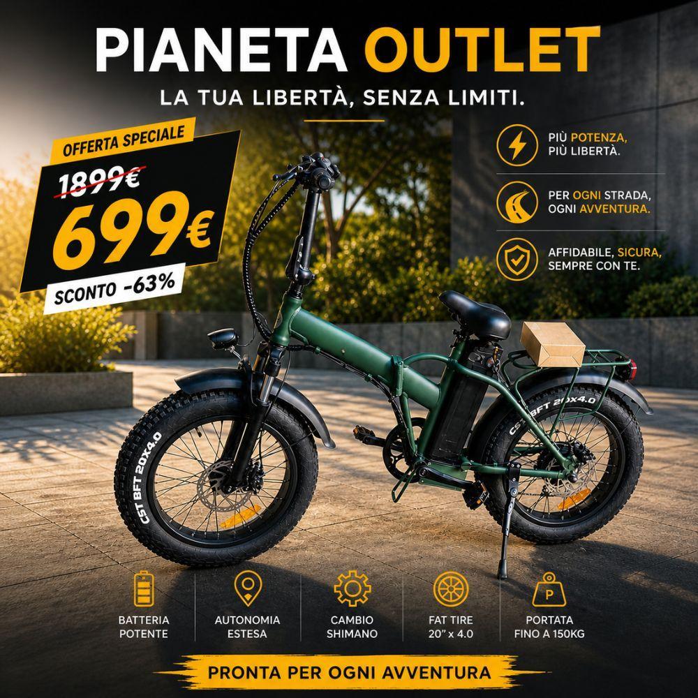  bici elettrica pieghevole fat bike 20 pollici con batteria integrata e portapacchi - foto 1