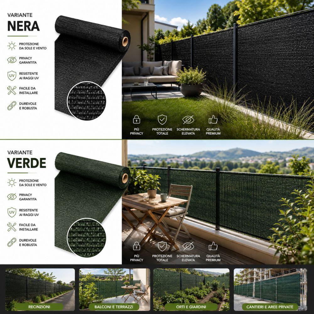  rete ombreggiante frangivista multiuso 1x5 metri privacy recinzione giardino balcone - foto 3