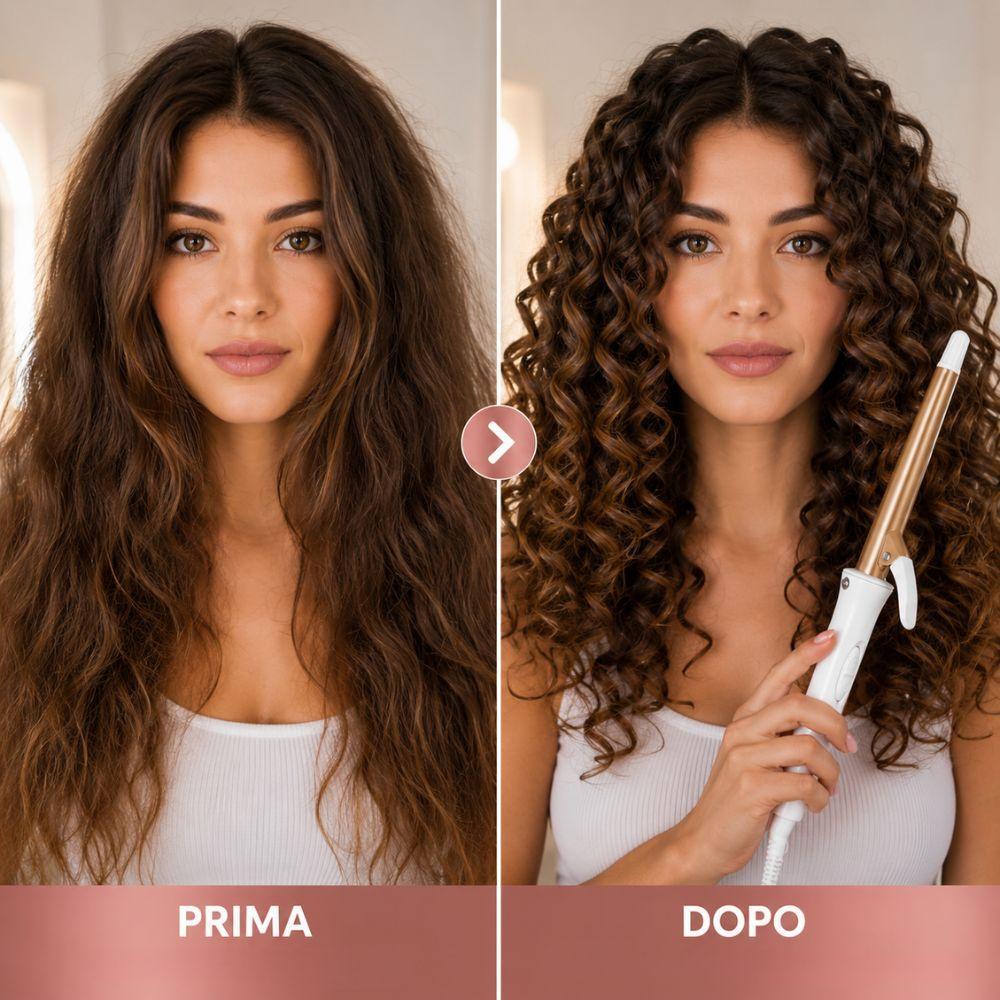 cono arricciacapelli per boccoli stretti e morbidi - foto 3 Confronto prima e dopo: capelli lisci vs capelli ricci con cono arricciacapelli