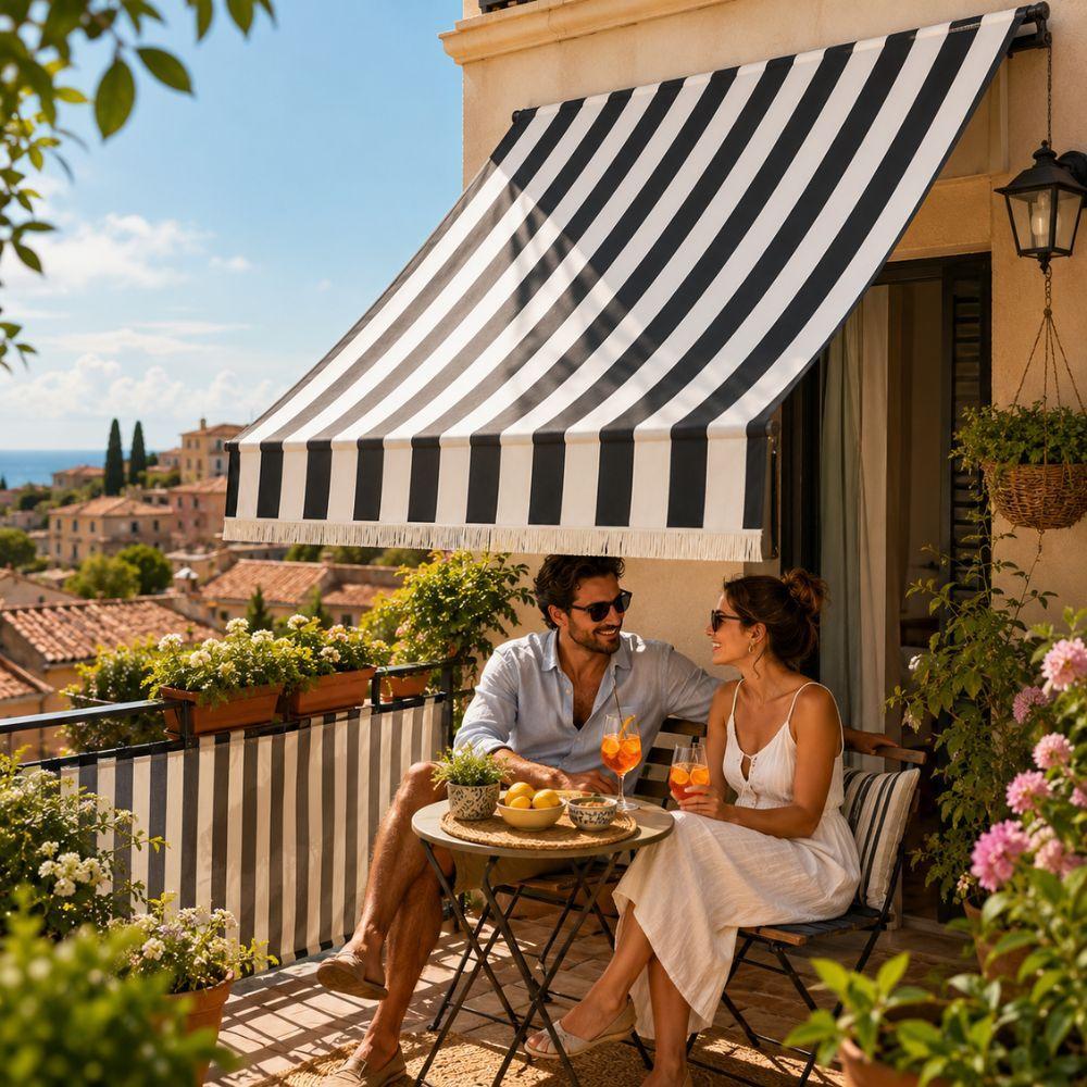 tenda sole a righe da balcone per esterno protezione uv veranda terrazza - foto 3 tenda sole a righe da balcone per esterno protezione uv veranda terrazza - foto 3