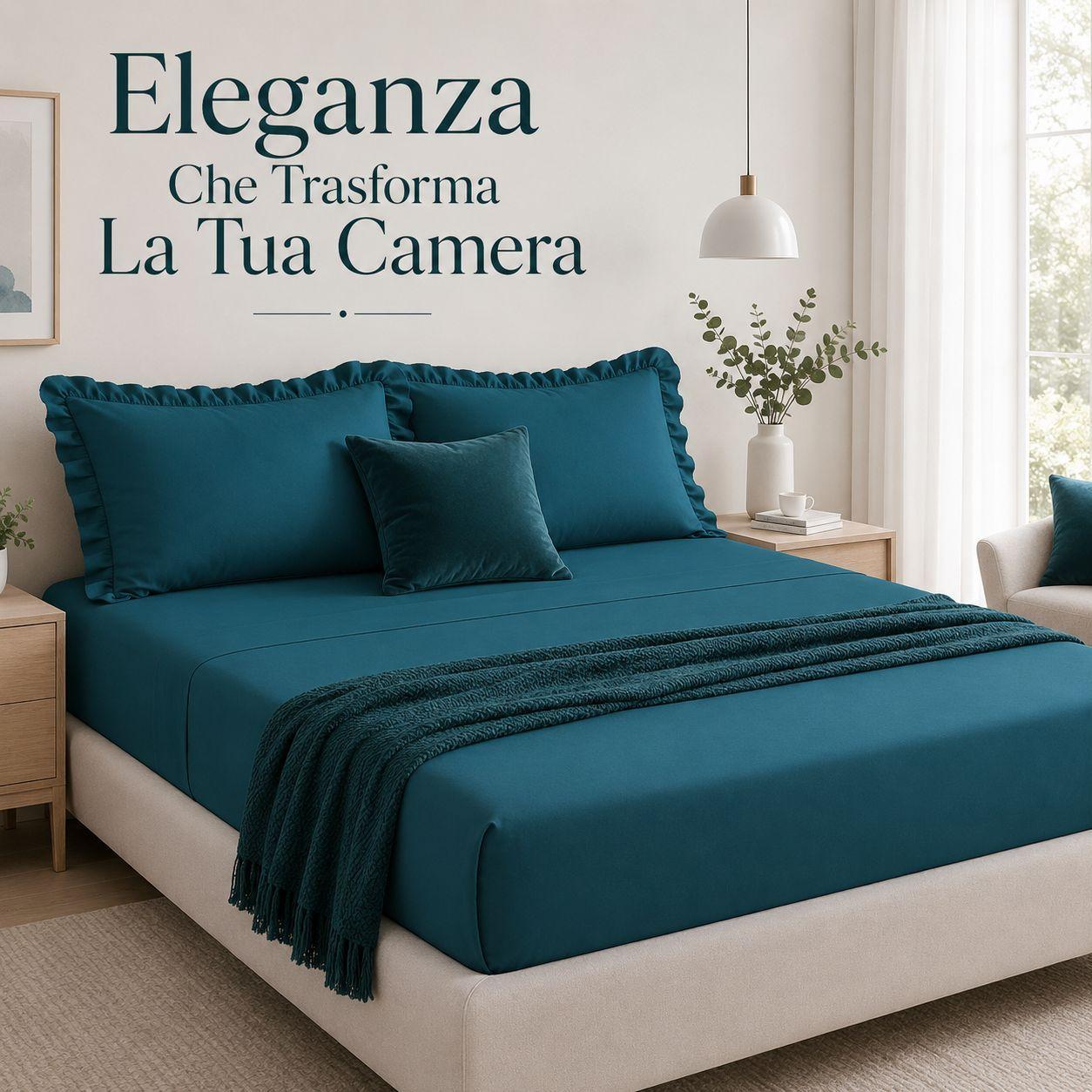  completo letto matrimoniale volant elegante con balze set lenzuola 4 pezzi - foto 2